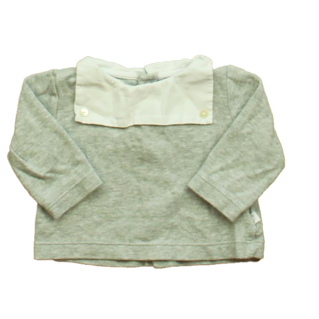 Jacadi Boys Gray | White Long Sleeve Shirt Size: 3 Months Gray | White