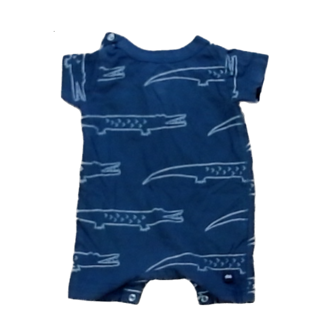 Tea Collection Boys Gray with Alligators Romper Size: 3-6 Months Gray with Alligators
