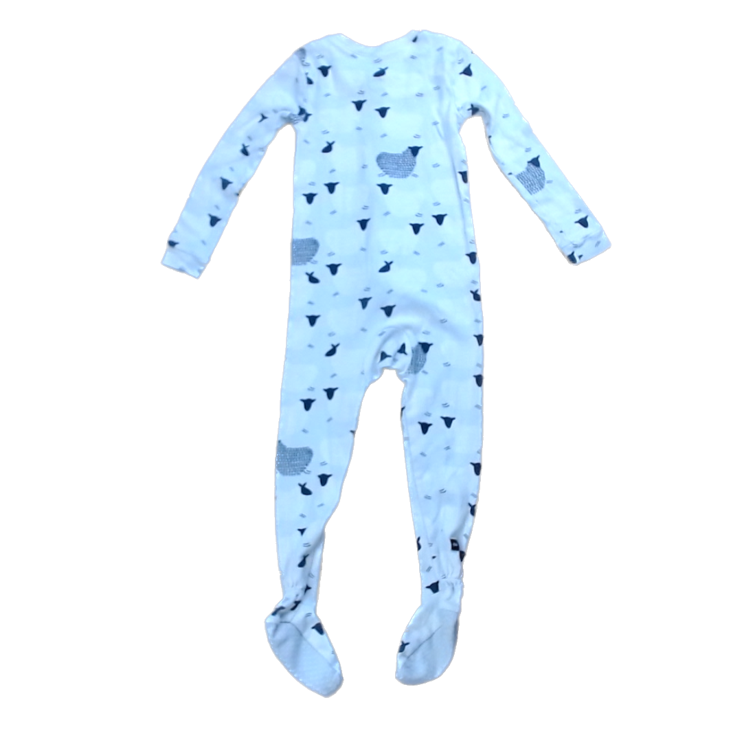 Tea Collection Unisex Gray with Sheep 1-piece footed Pajamas Size: 3T Gray with Sheep