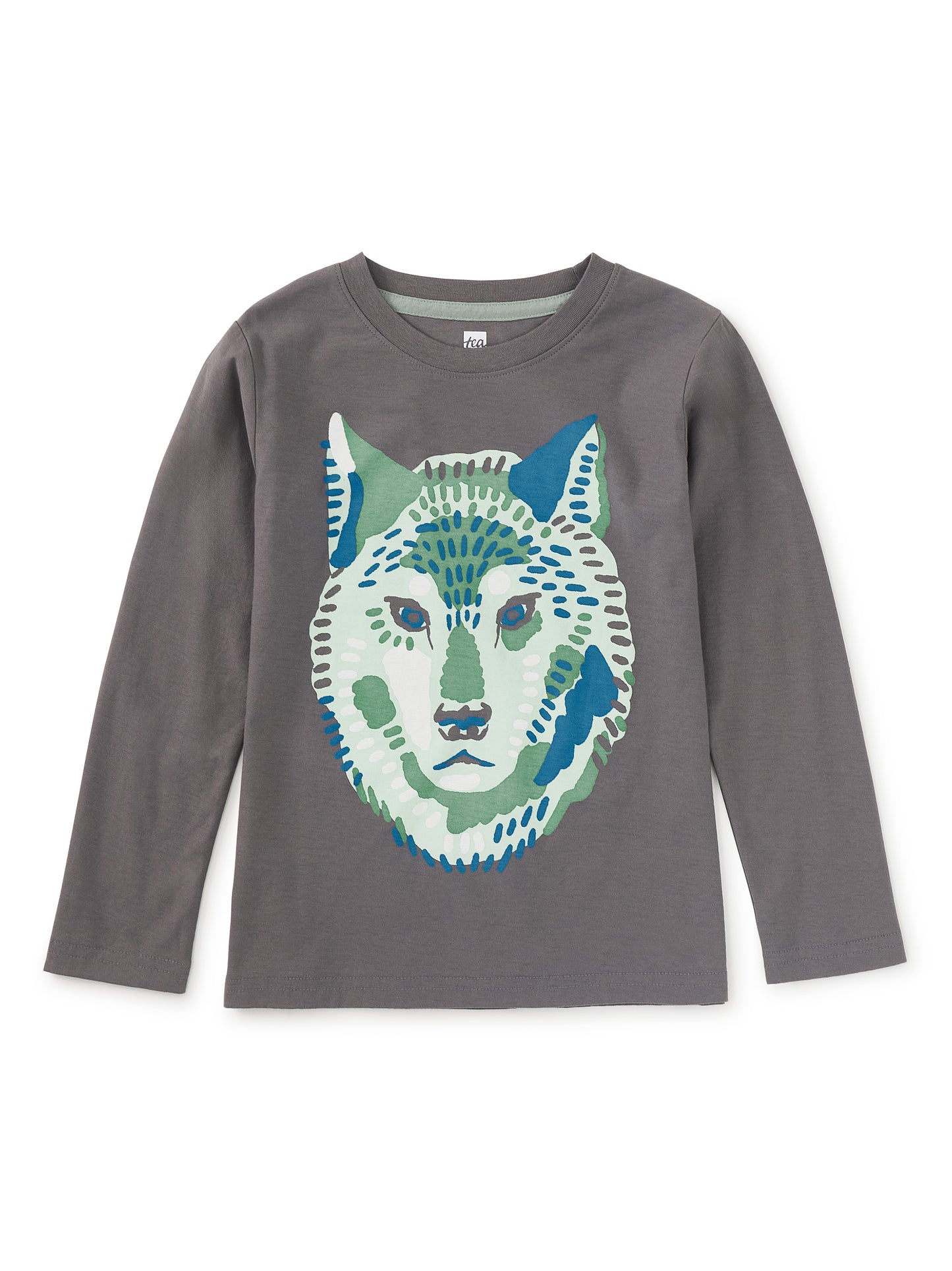 Tea Collection Boys Gray Wolf Long Sleeve T-Shirt Size: 5T Gray Wolf