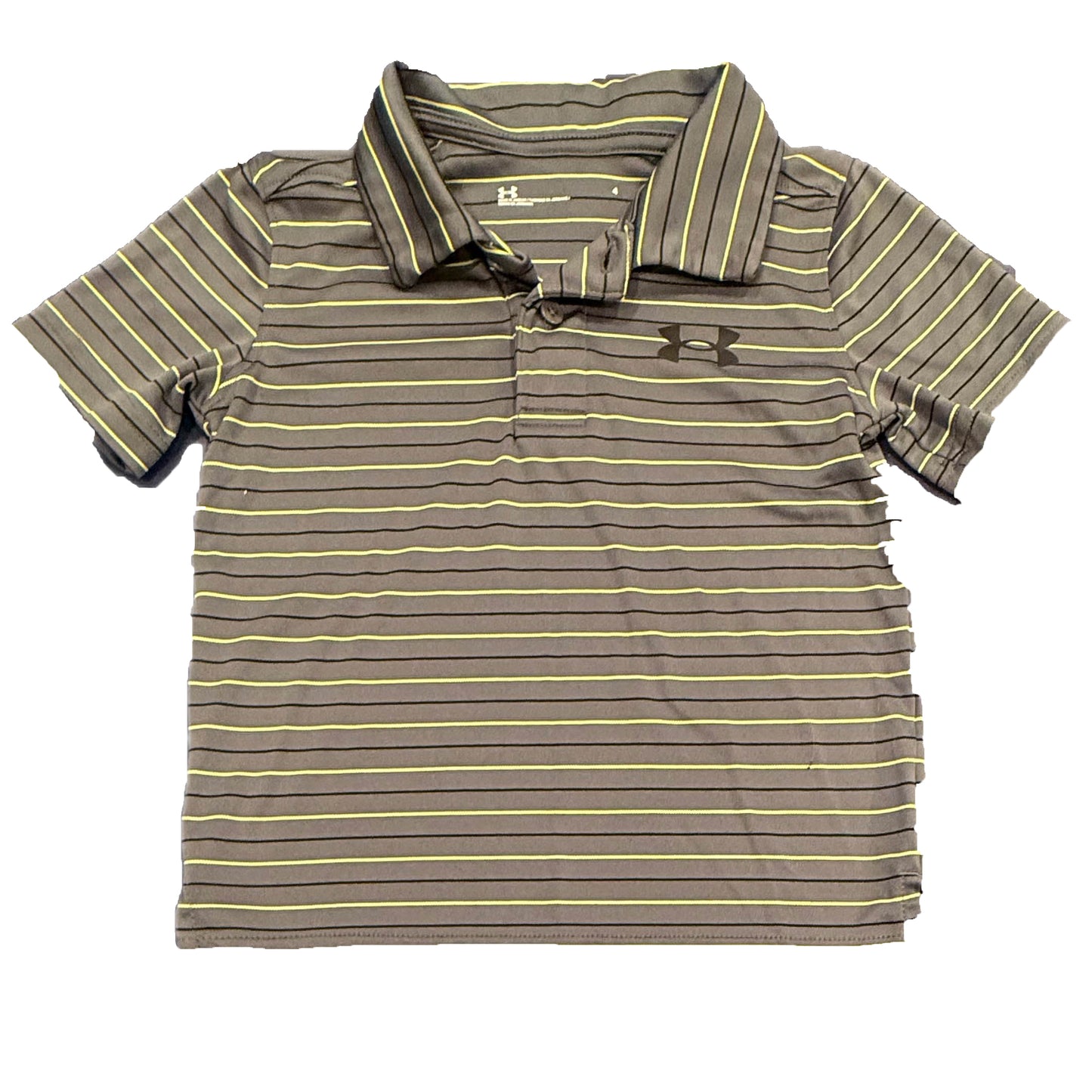 Under Armour Boys Gray | Yellow Stripe Polo Shirt Size: 4T Gray | Yellow Stripe