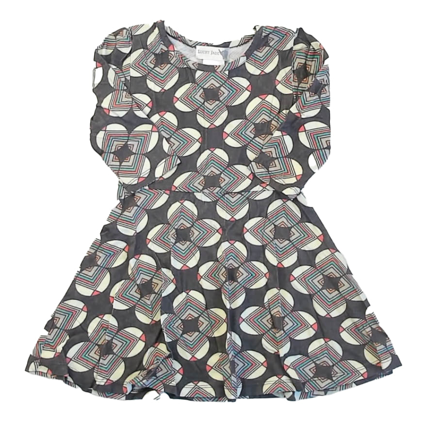 Lucky Jade Girls Gray | Yellow Dress Size: 4-5T Gray | Yellow