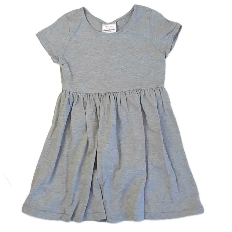 Hanna Andersson Girls Gray Dress Size: 6-7 Years Gray