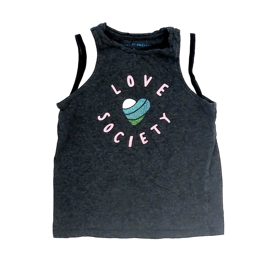 Rockets of Awesome Girls Gray Tank Top Size: 8 Years Gray