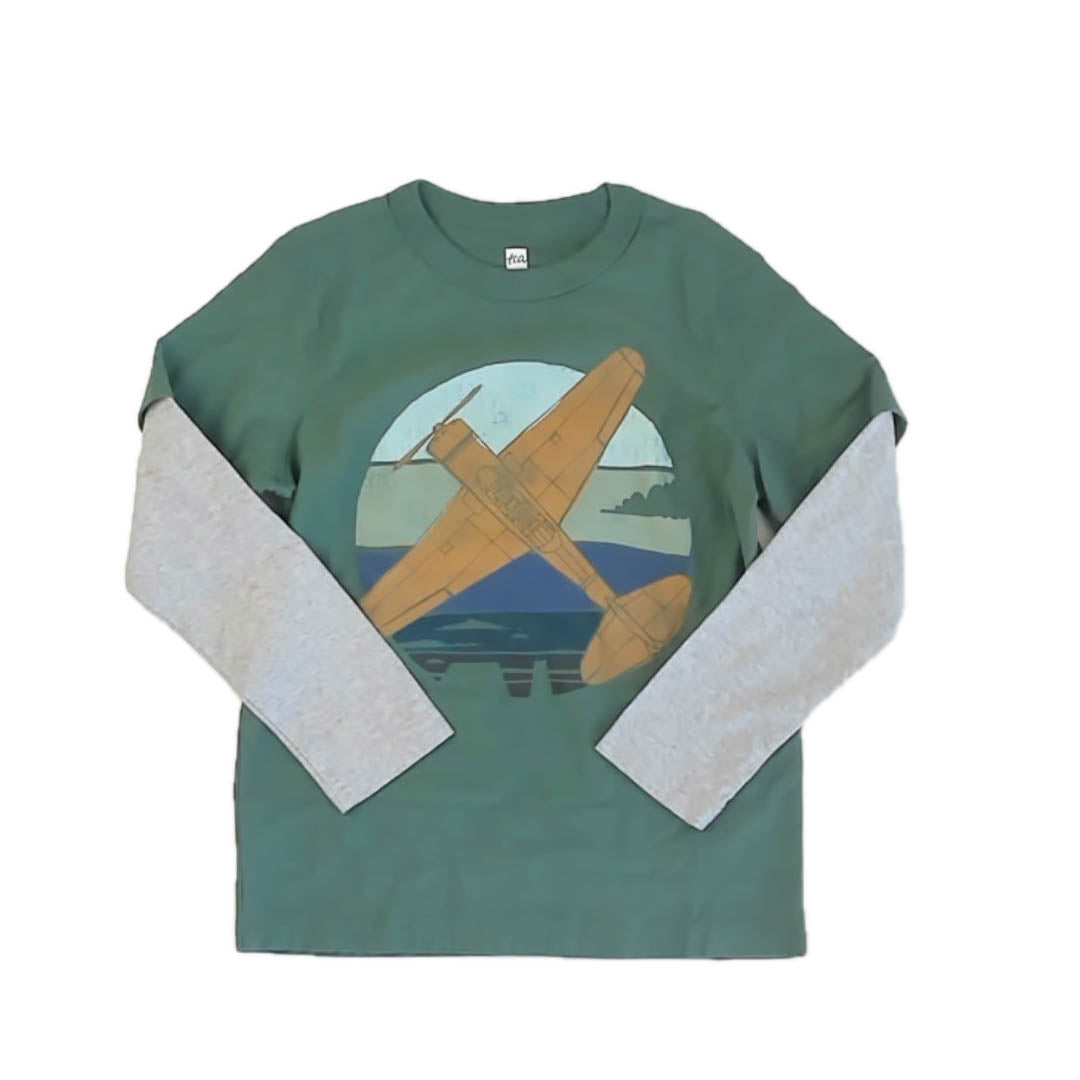 Tea Collection Boys Green Airplane Long Sleeve T-Shirt Size: 8 Years Green Airplane