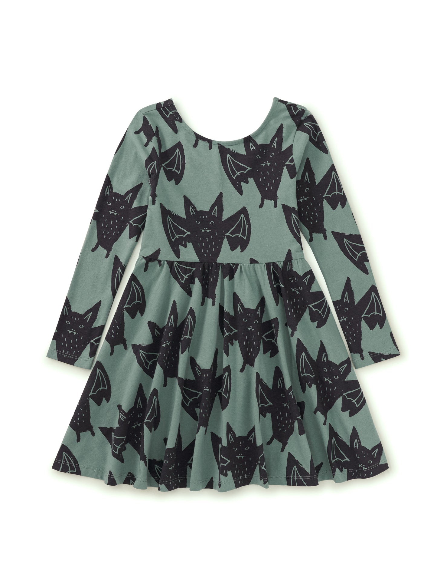 Tea Collection Girls Green | Black Bats Dress Size: 10 Years Green | Black Bats