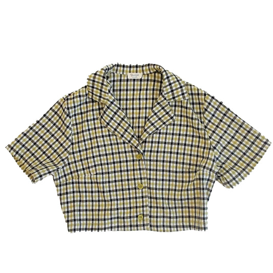 John Galt Girls Green | Black Plaid Blouse Size: One Size Green | Black Plaid