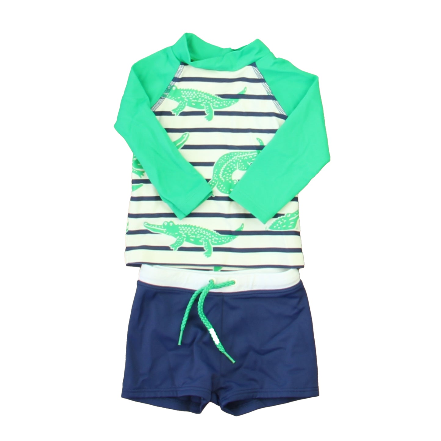 Boden Boys Green | Blue Alligators 2-piece Swimsuit Size: 3-6 Months Green | Blue Alligators