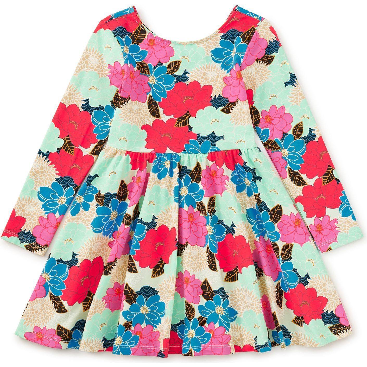 Tea Collection Girls Green | Blue Floral Dress Size: 5T Green | Blue Floral
