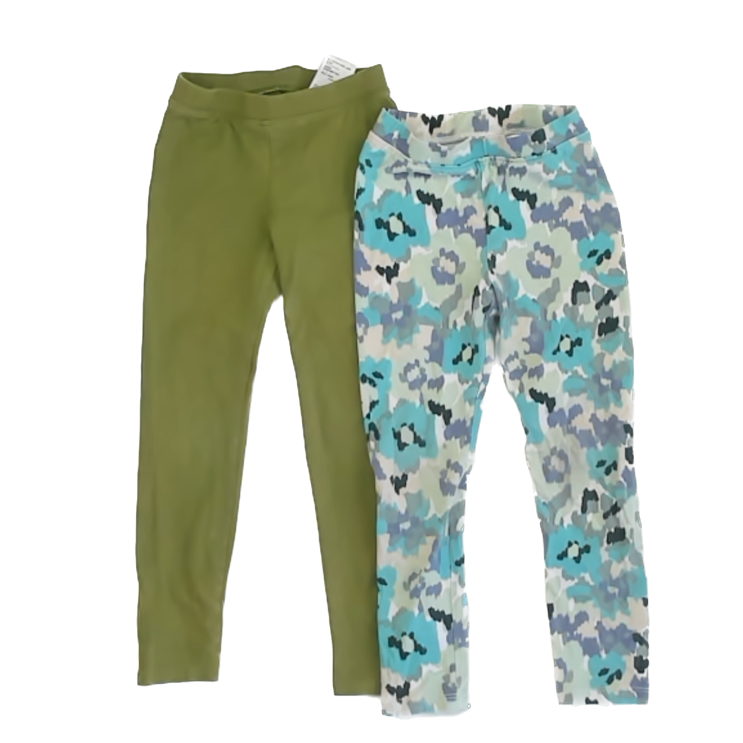 Amazon Essentials Girls Green | Blue Multi Leggings Size: XS (4-5T) Green | Blue Multi