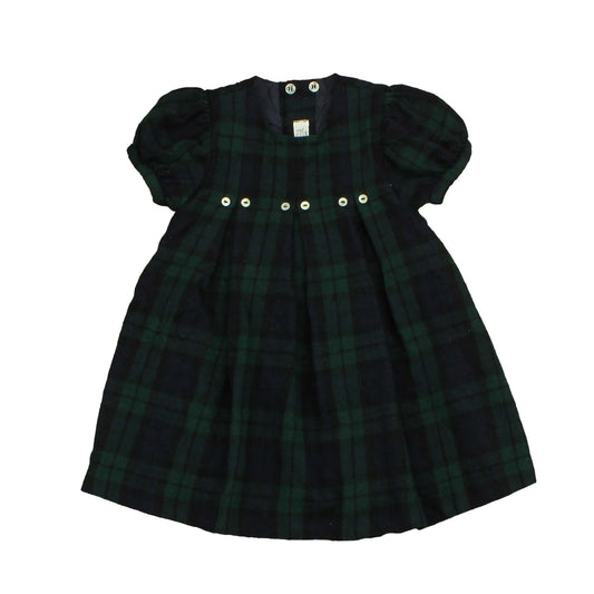 Magil Girls Green | Blue | Plaid Dress Size: 12 Months Green | Blue | Plaid