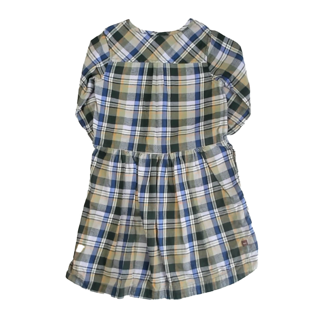 Tea Collection Girls Green | Blue Plaid Dress Size: 7 Years Green | Blue Plaid