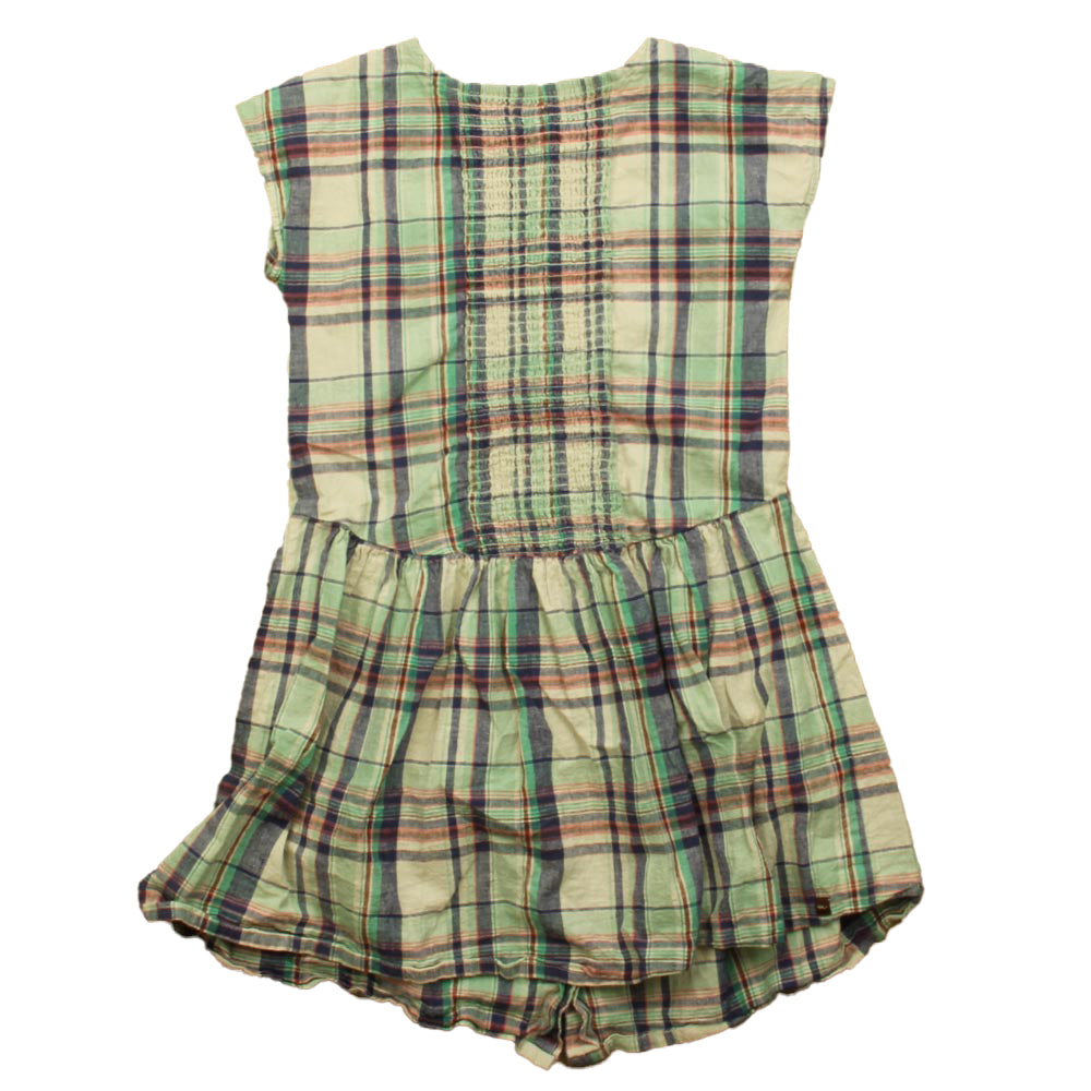 Tea Collection Girls Green | Blue Plaid Dress Size: 10 Years Green | Blue Plaid