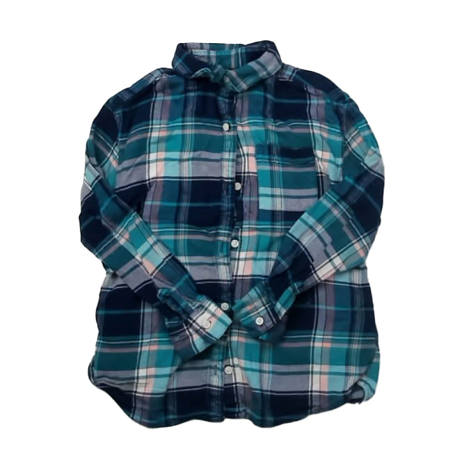 Old Navy Girls Green | Blue Plaid Blouse Size: 8 Years Green | Blue Plaid