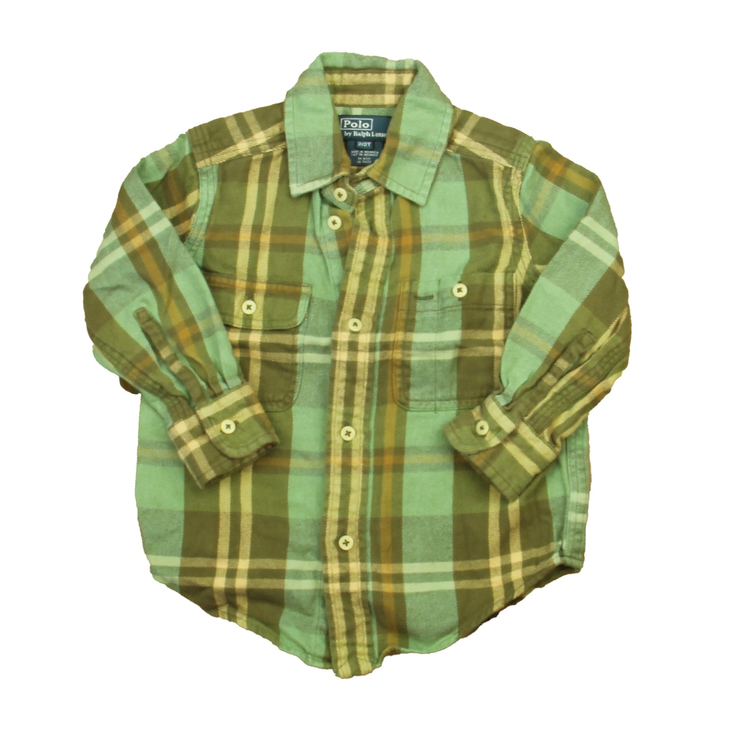 Ralph Lauren Boys Green | Brown Plaid Button Down Long Sleeve Size: 2T Green | Brown Plaid