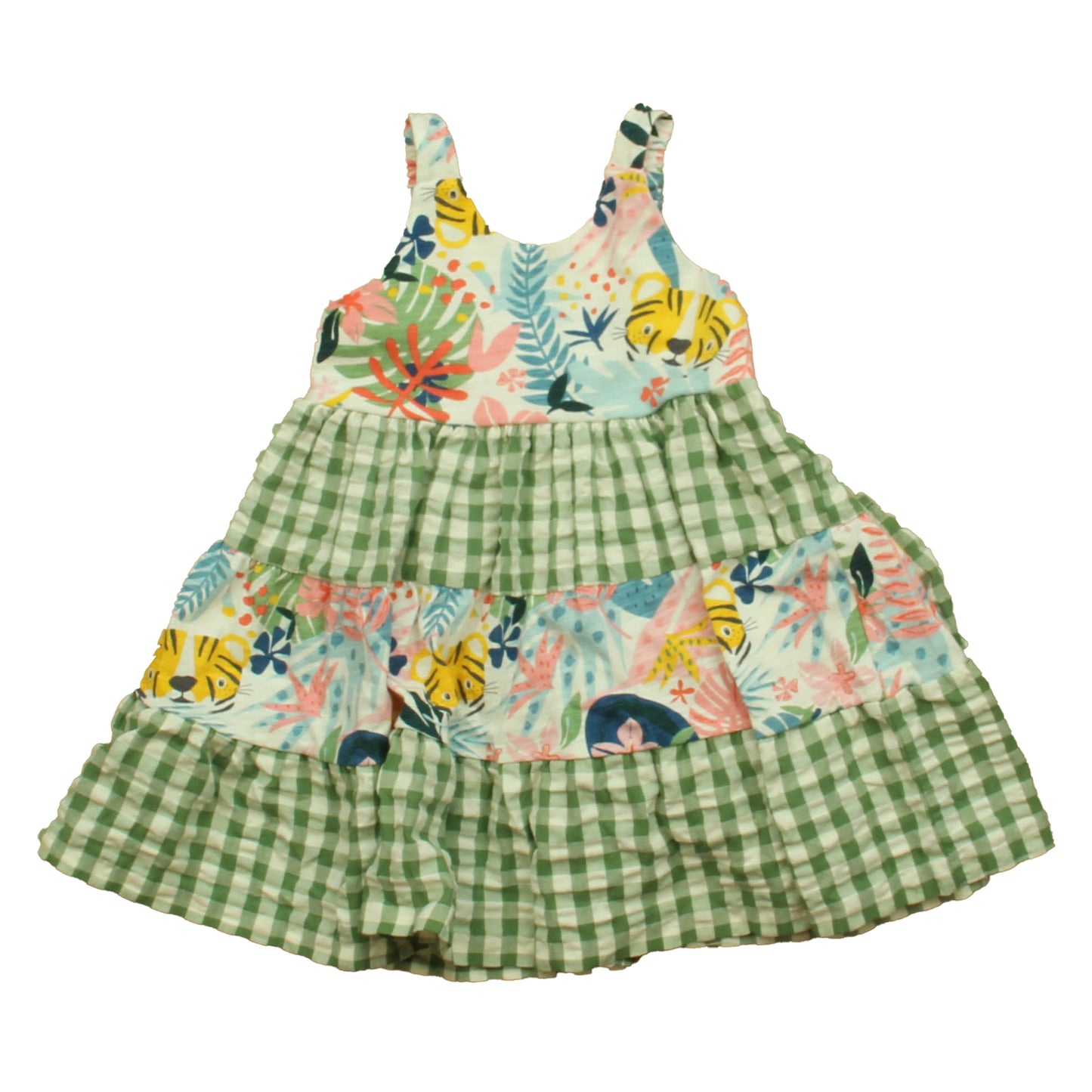 Bonnie Baby Girls Green Check | Floral Dress Size: 18 Months Green Check | Floral