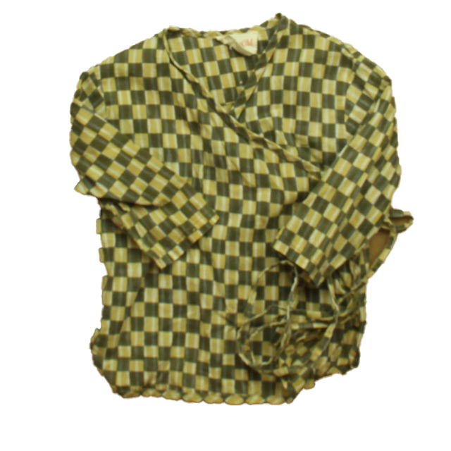 PetiteOM Girls Green Check Blouse Size: 12-18 Months Green Check