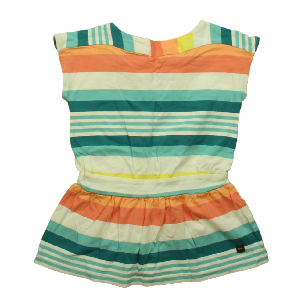 Tea Girls Green | Coral Stripe Dress Size: 2T Green | Coral Stripe