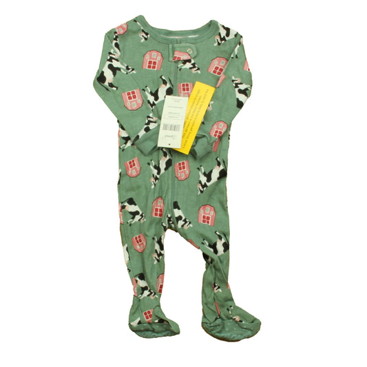 Leveret Boys Green Cows 1-piece footed Pajamas Size: 3-6 Months Green Cows