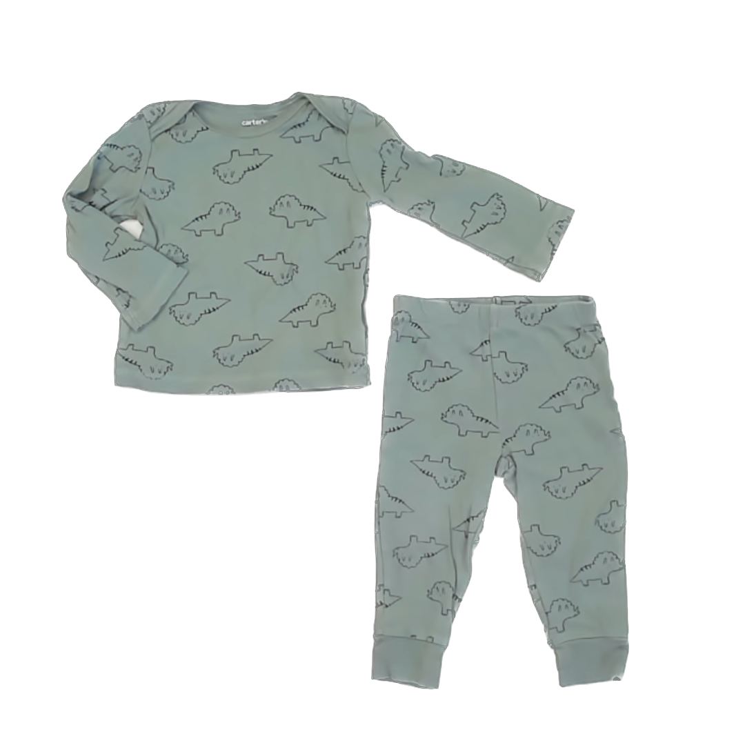 Carter's Boys Green Dino 2-piece Pajamas Size: 12 Months Green Dino
