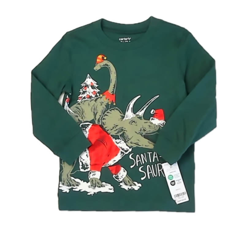 Carter's Boys Green Dinosaur Long Sleeve T-Shirt Size: 2T Green Dinosaur