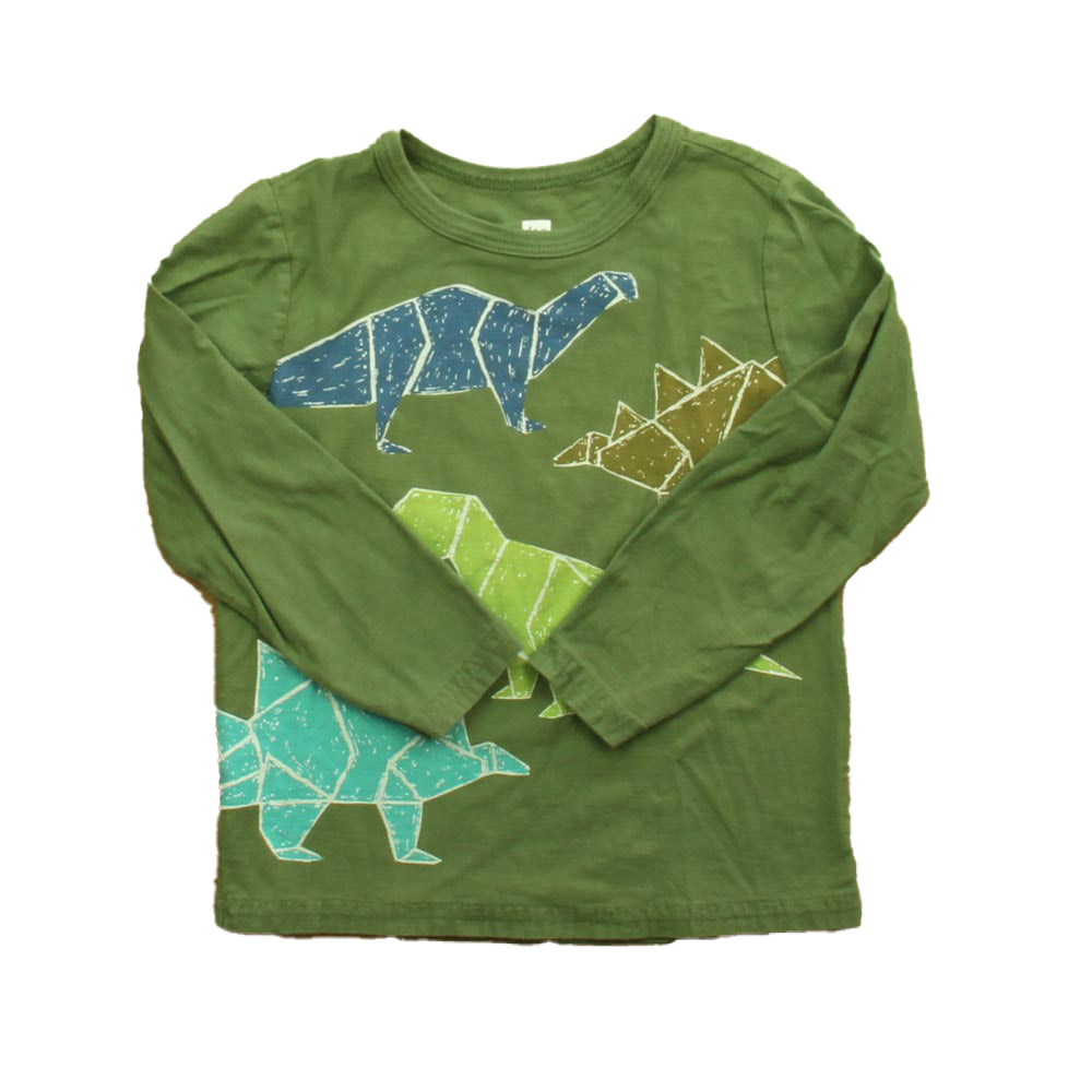 Tea Boys Green Dinosaur Long Sleeve T-Shirt Size: 3T