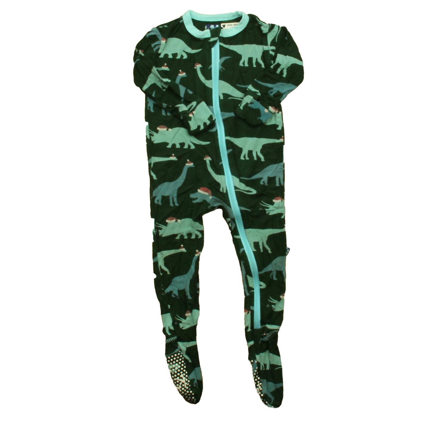Kickee Pants Boys Green Dinosaurs 1-piece footed Pajamas Size: 9-12 Months Green Dinosaurs