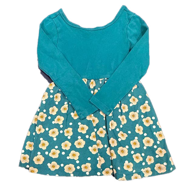 Tea Girls Green Floral Dress Size: 3T