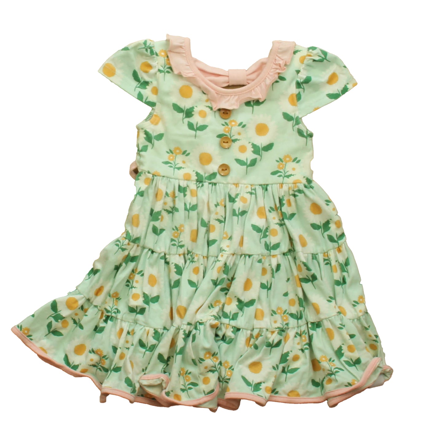 Sweet Honey Girls Green Floral Dress Size: 18 Months Green Floral