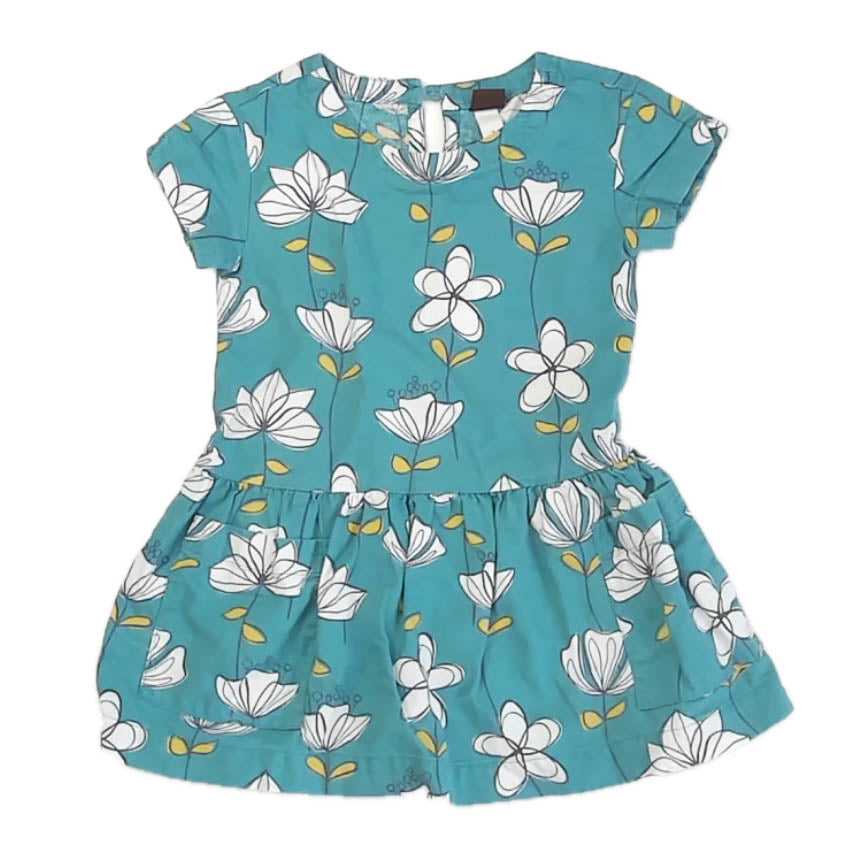 Tea Collection Girls Green Floral Dress Size: 3T Green Floral