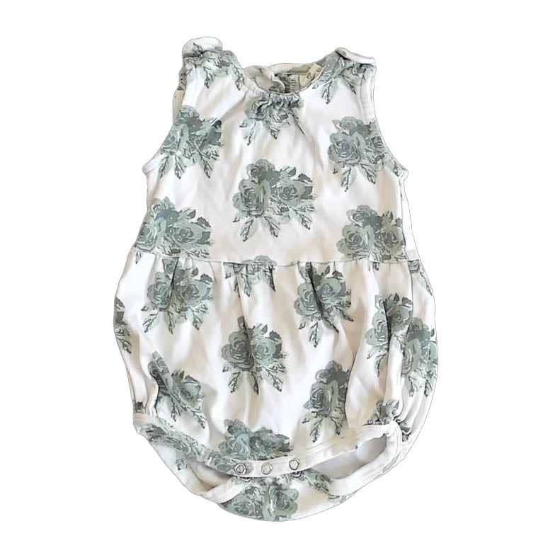 Kate Quinn Girls Green Floral Romper Size: 12-18 Months Green Floral