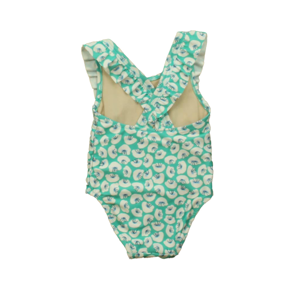 Tea Collection Girls Green Floral 1-piece Swimsuit Size: 9-12 Months Green Floral