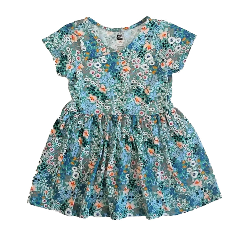 Tea Collection Girls Green Floral Dress Size: 4T Green Floral