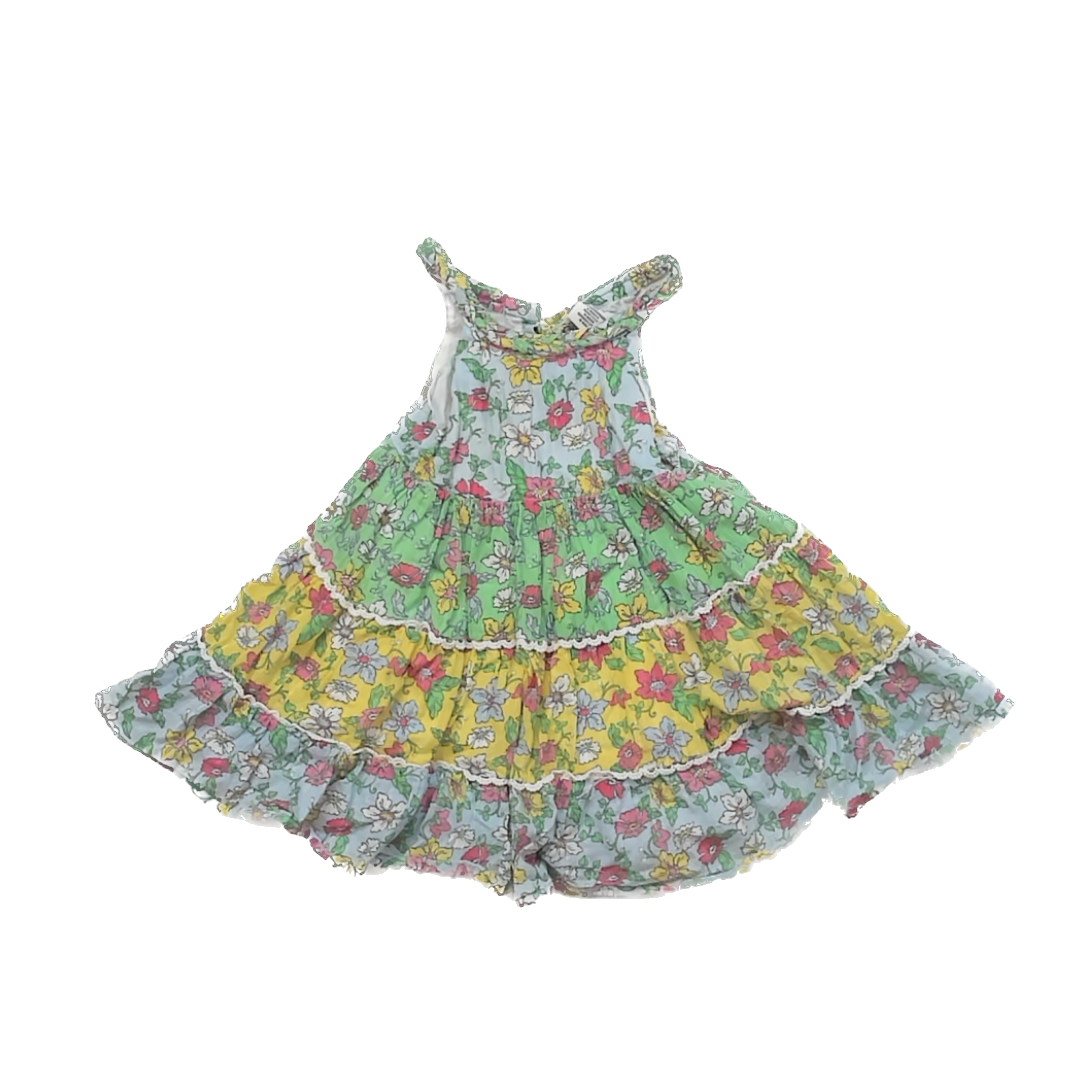 Haute Hippie Girls Green Floral Dress Size: 3T Green Floral