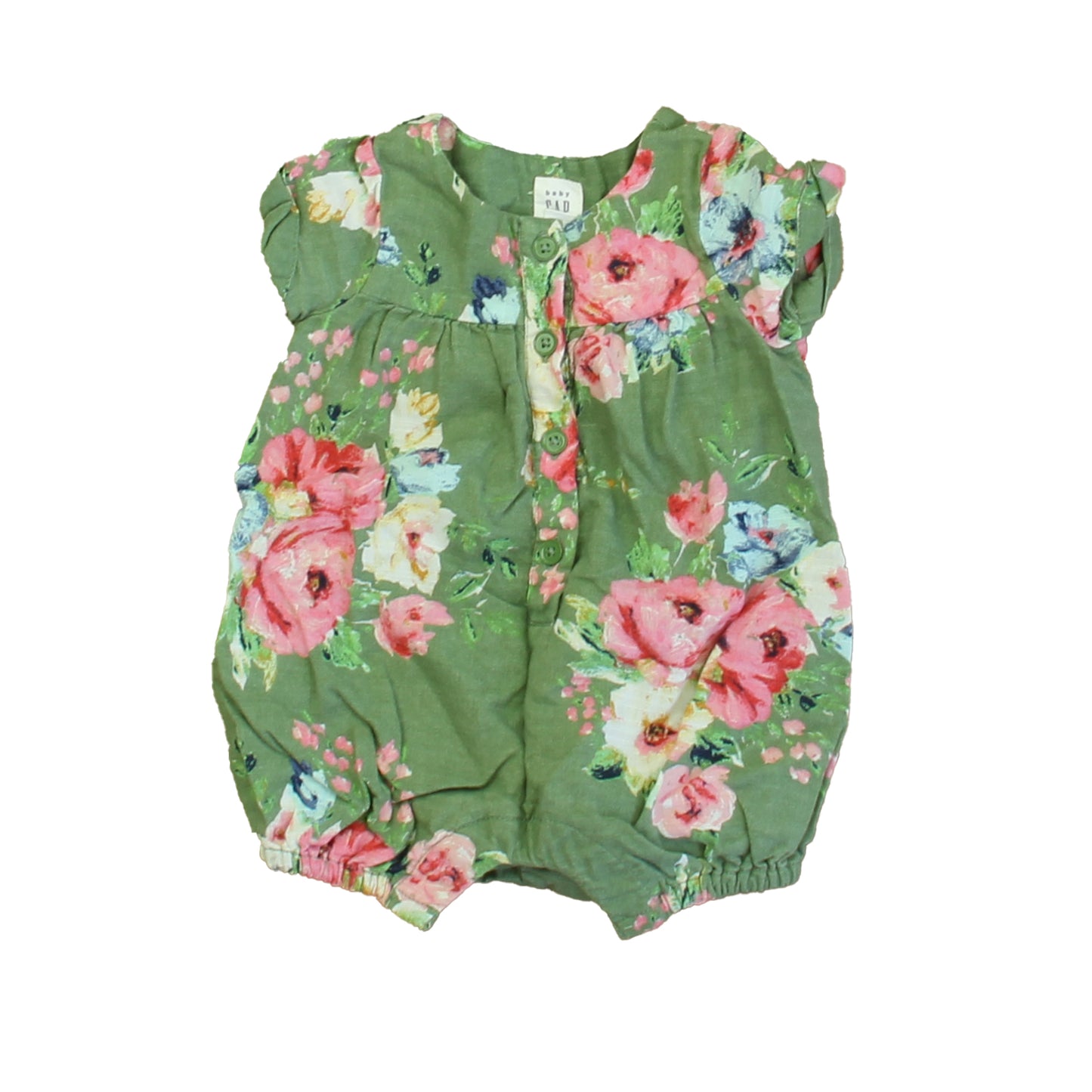 Gap Girls Green Floral Romper Size: 0-3 Months Green Floral