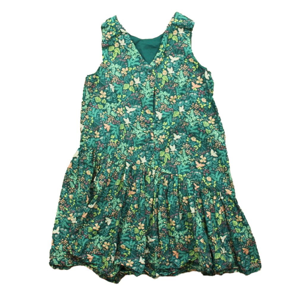 Tea Collection Girls Green Floral Dress Size: 8 Years Green Floral