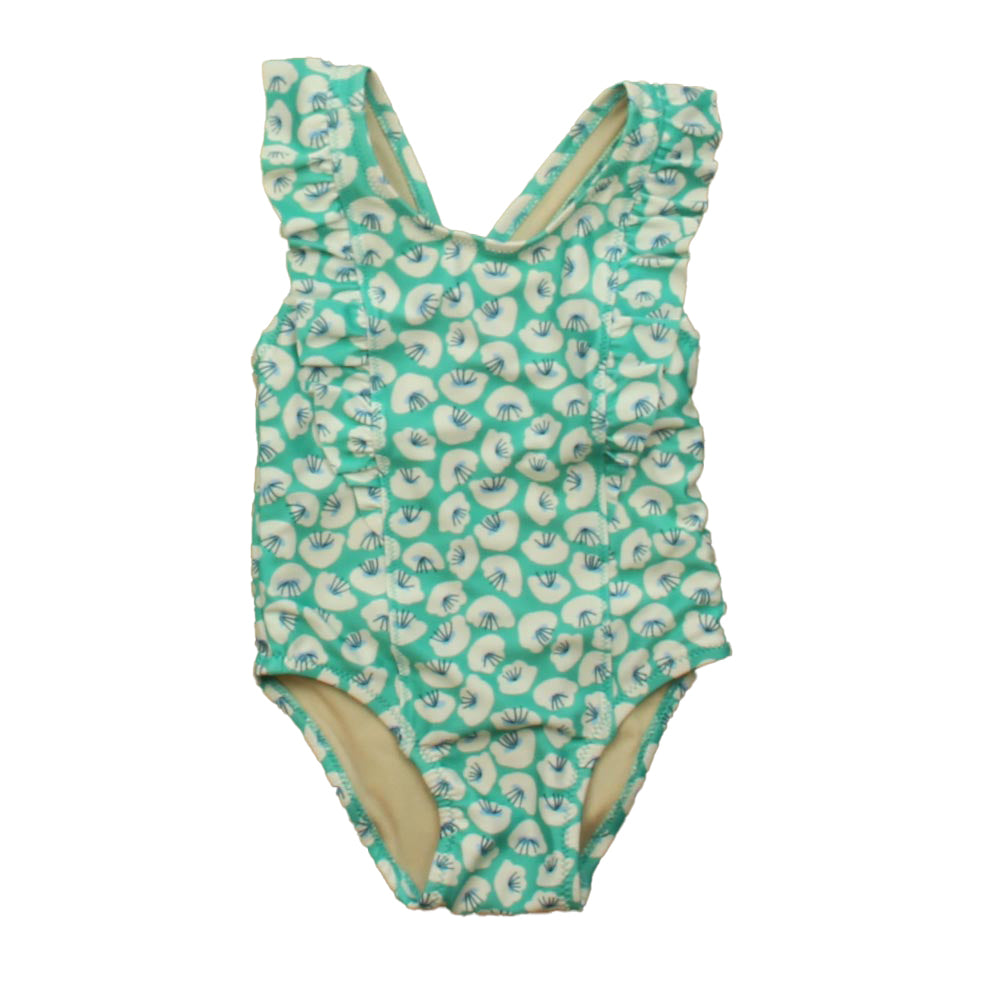 Tea Collection Girls Green Floral 1-piece Swimsuit Size: 9-12 Months Green Floral