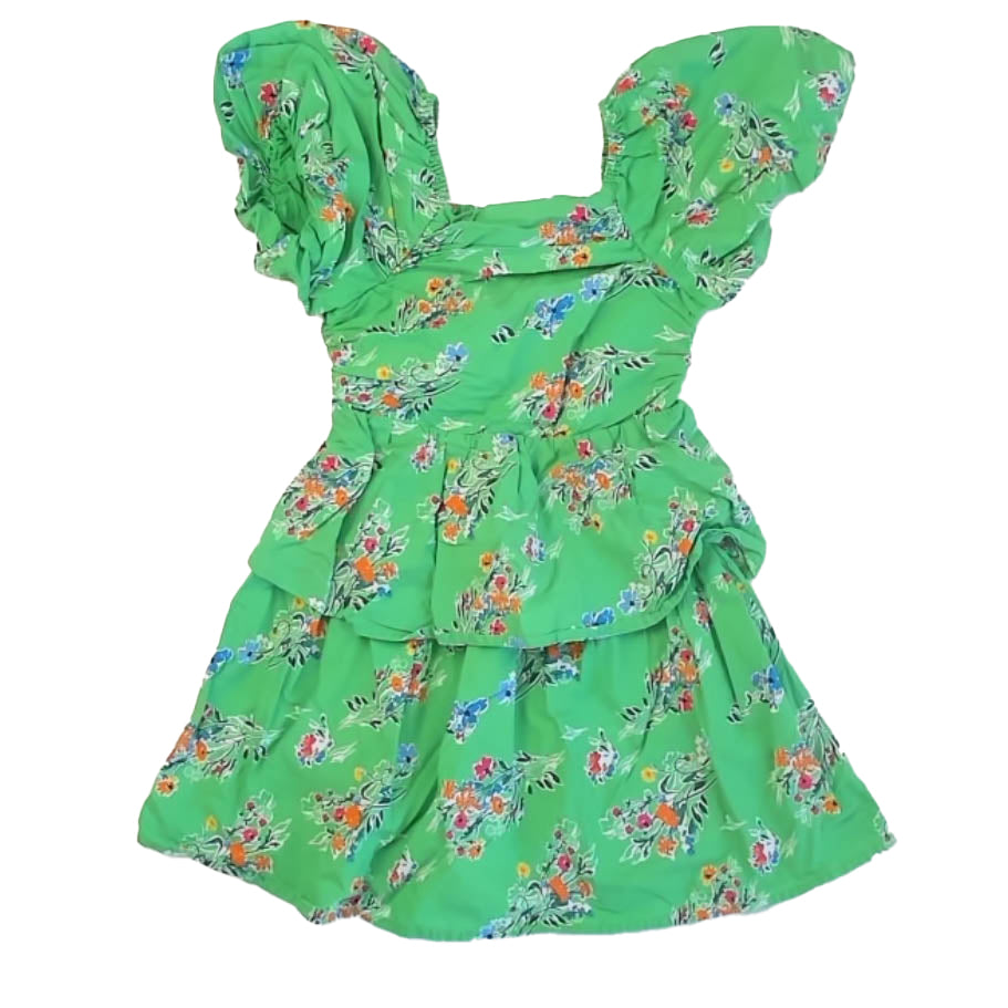 Cat & Jack Girls Green Floral Dress Size: 6-7 Years Green Floral