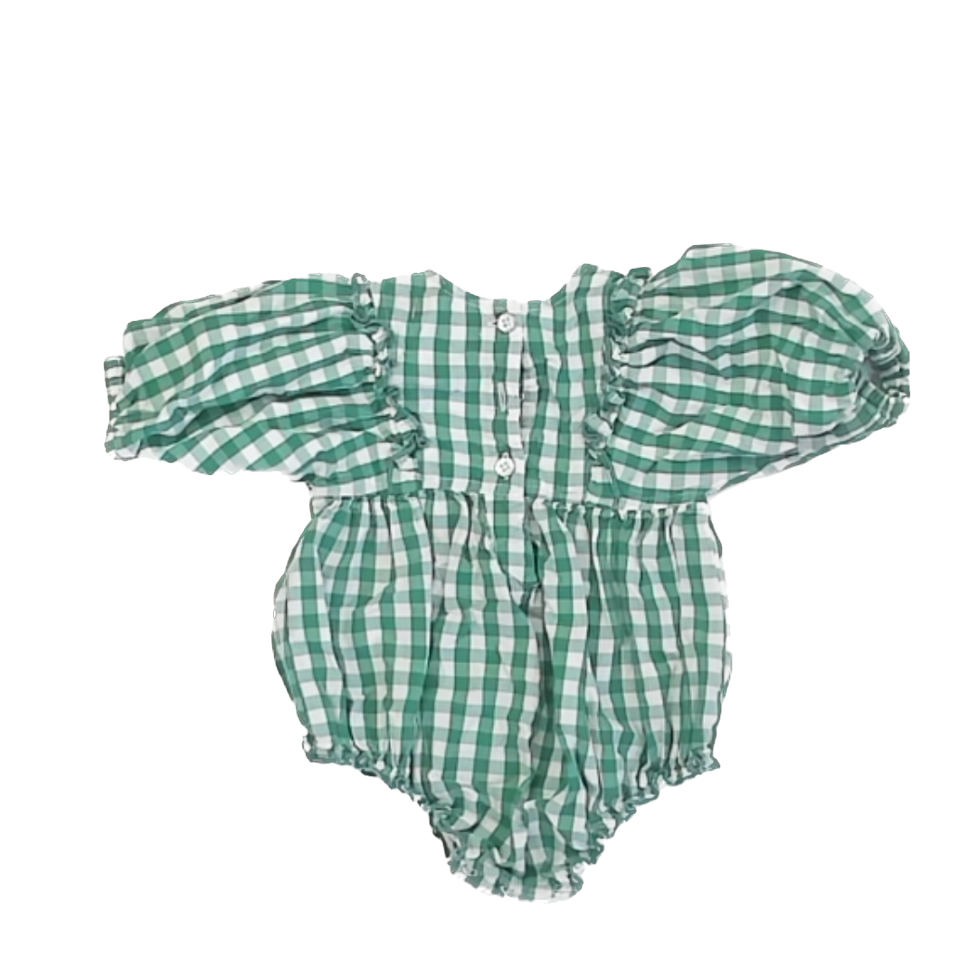 Pink Chicken Girls Green Gingham Onesie Size: 3-6 Months Green Gingham