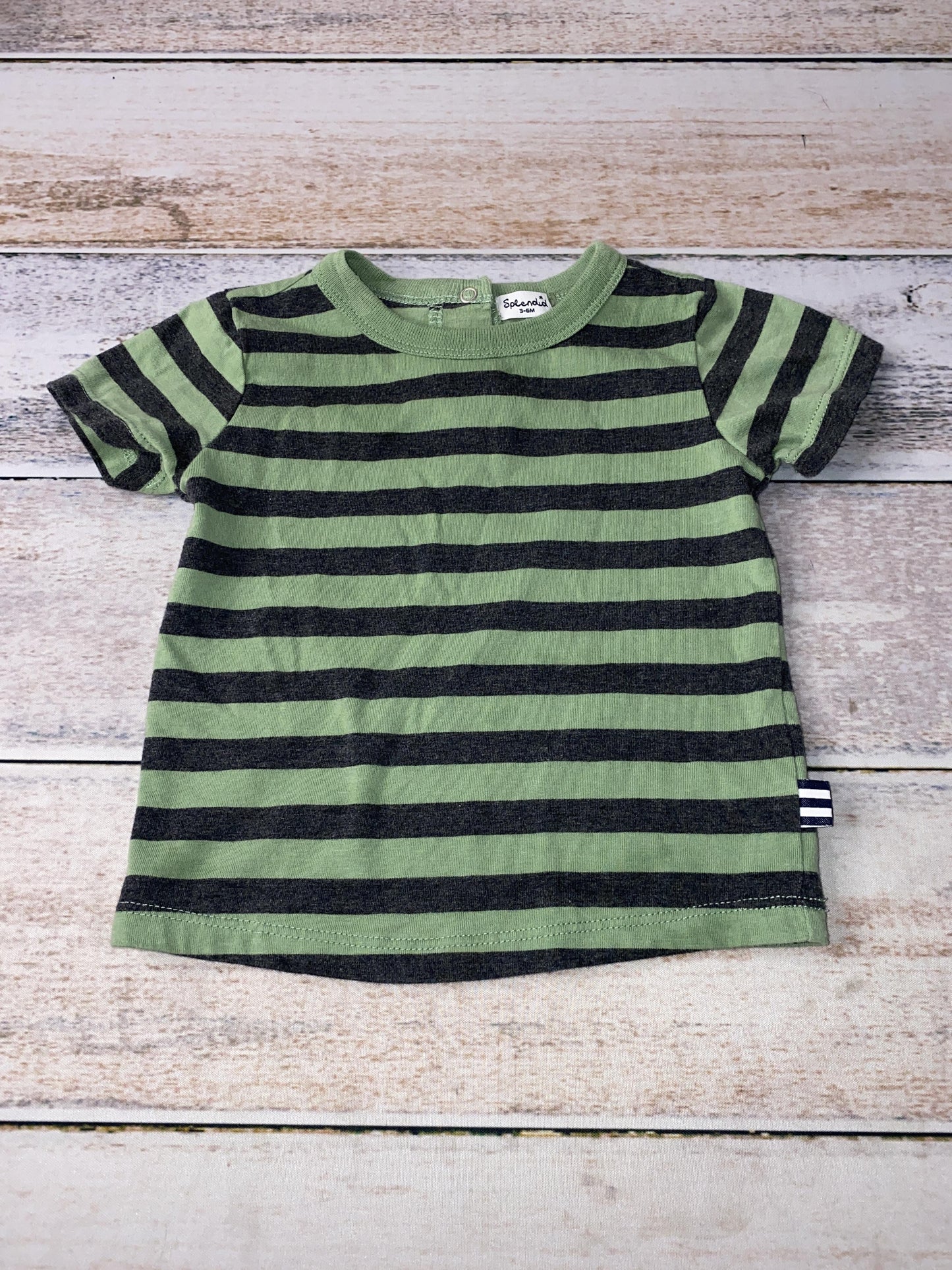 Splendid Boys green | Grey | Striped T-Shirt Size: 3-6 months green | Grey | Striped