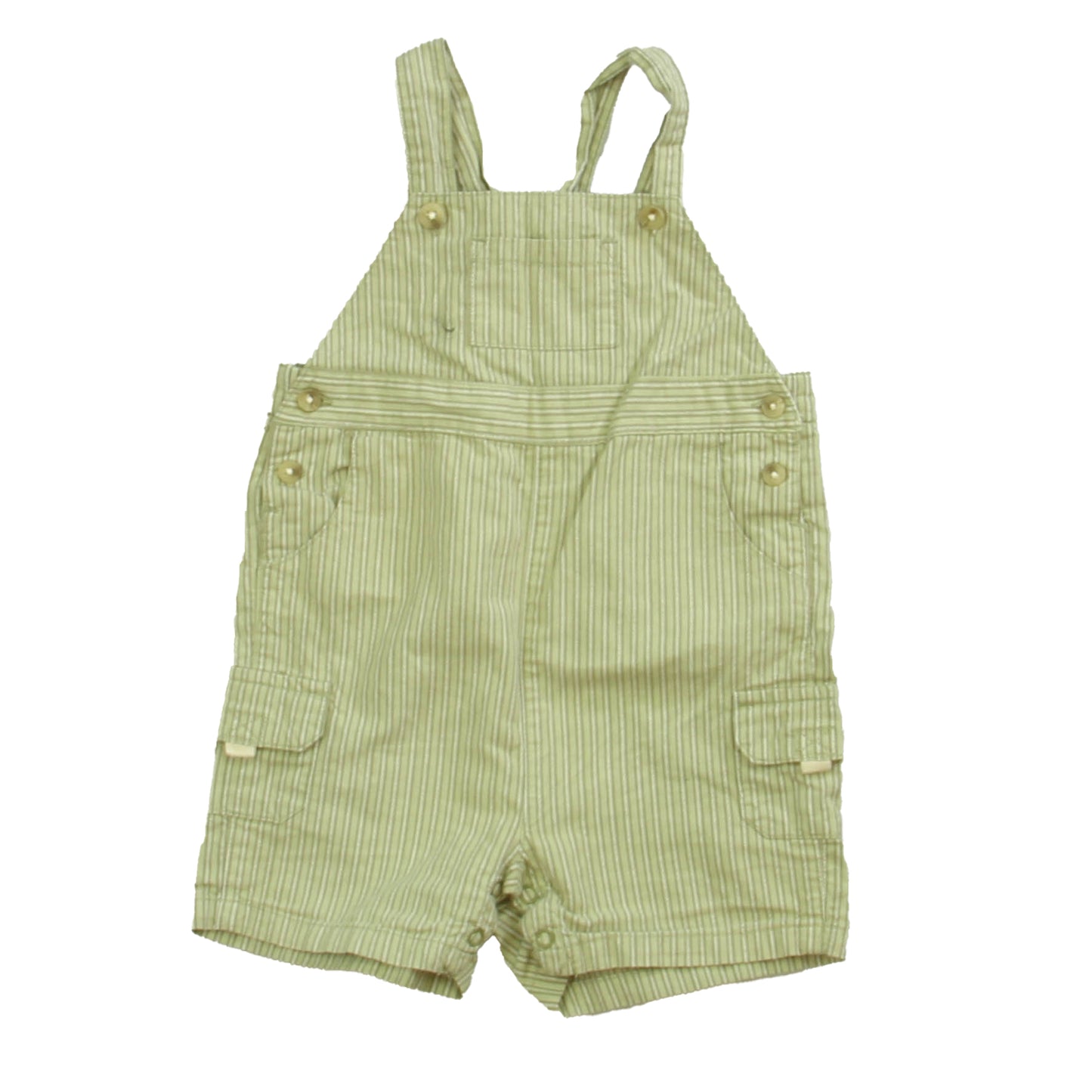 Janie and Jack Boys Green | Ivory Stripe Overall Shorts Size: 3-6 Monnths Green | Ivory Stripe