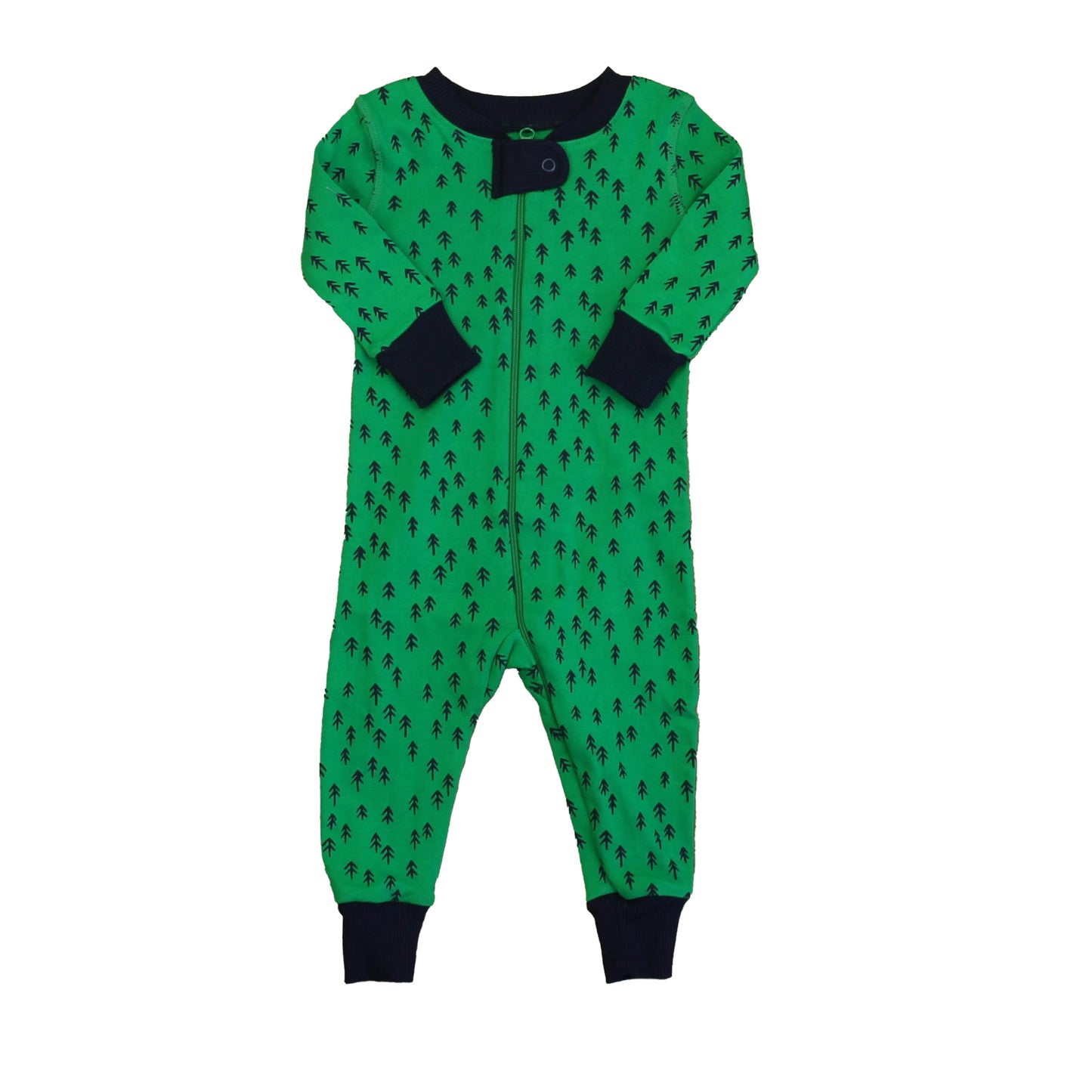 Mightly Boys Green | Navy 1-piece Non-footed Pajamas Size: 6-9 Months Green | Navy