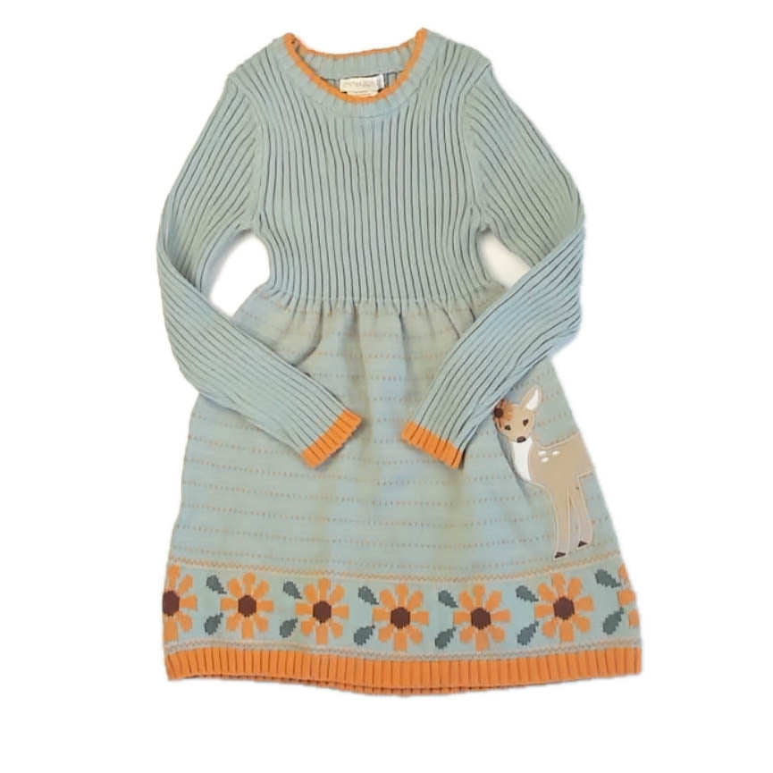Cynthia Rowley Girls Green | Orange Sweater Dress Size: 5-6 Years Green | Orange