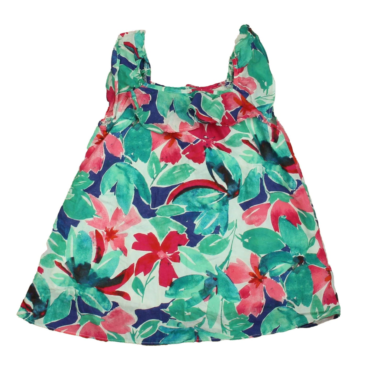 Gap Girls Green | Pink Floral Dress Size: 18-24 Months Green | Pink Floral