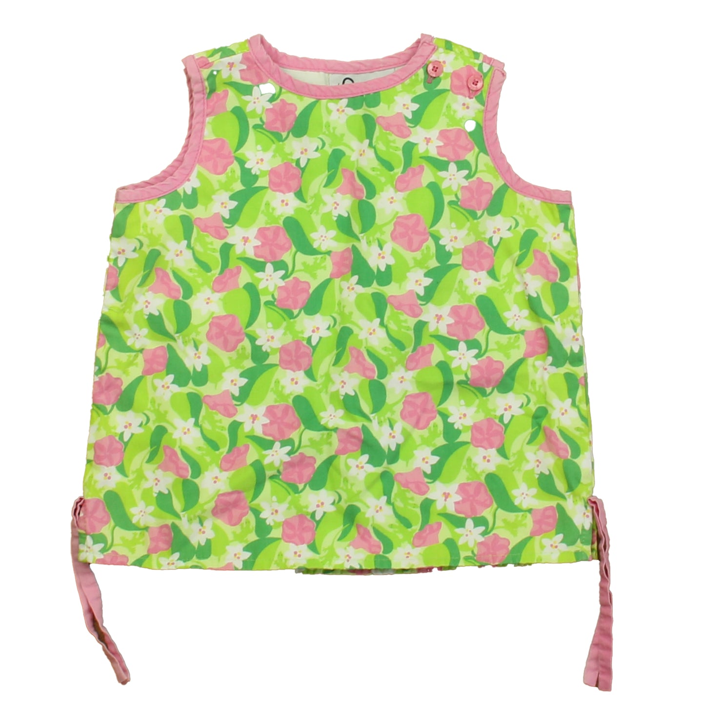 Lilly Pulitzer Girls Green | Pink Floral Blouse Size: 12 Months Green | Pink Floral