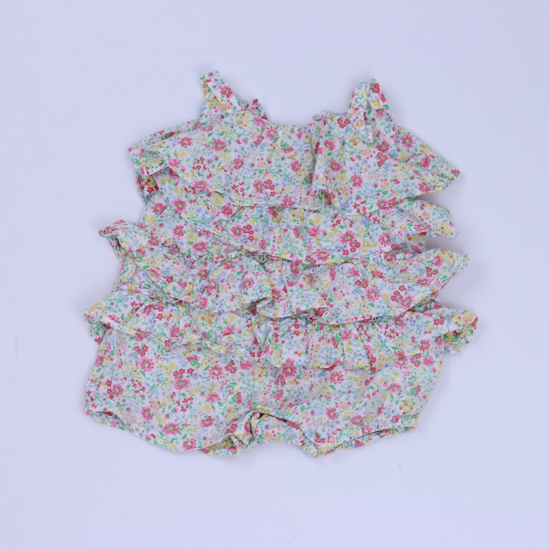 Ralph Lauren Girls Green | Pink | Floral Romper Size: 6 Months Green | Pink | Floral