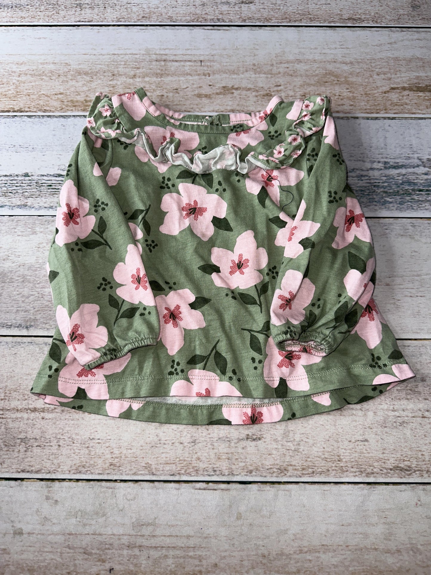 Carters Girls green | pink | Flowers Long Sleeve Shirt Size: 18 months green | pink | Flowers