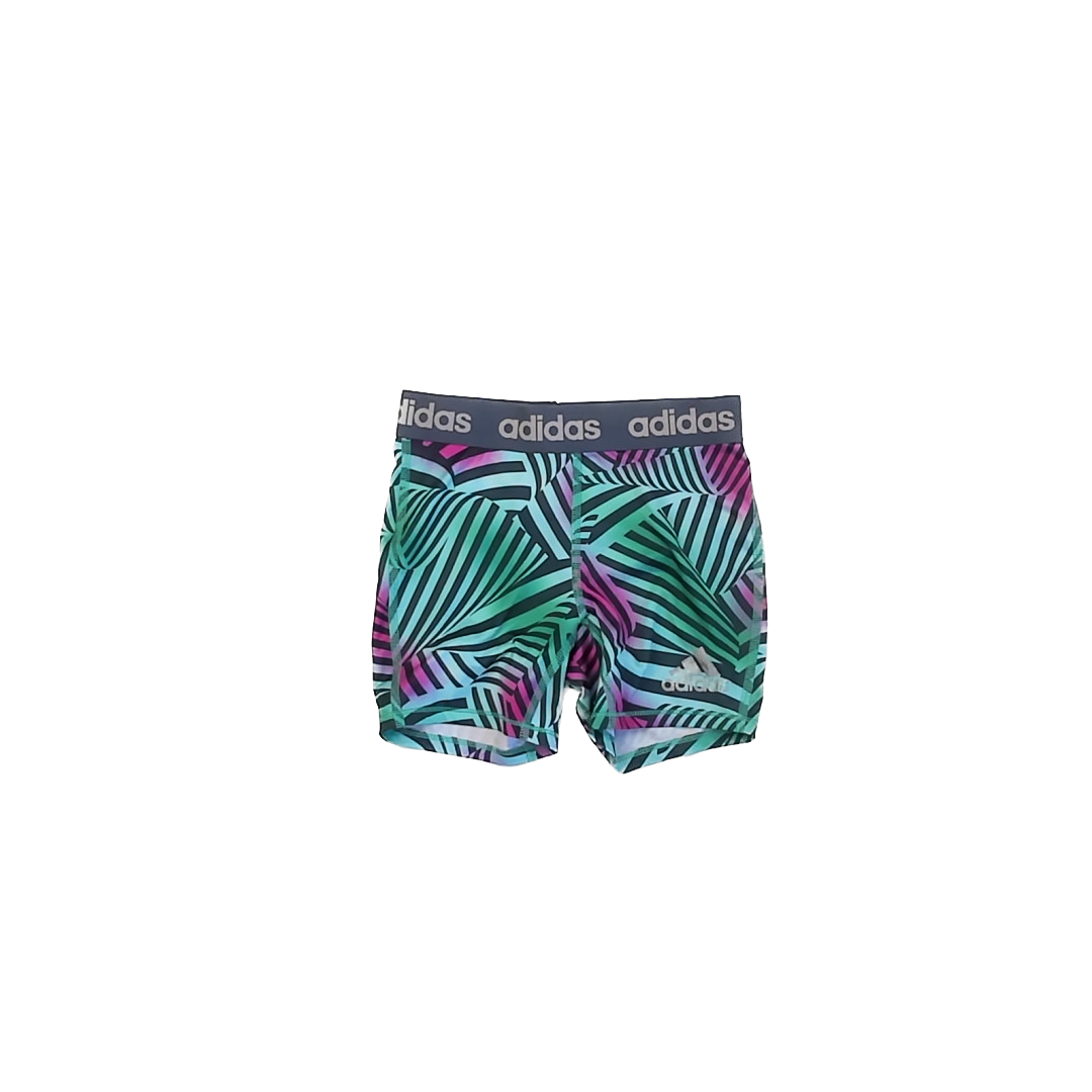 Adidas Girls Green | Pink | Grey Athletic Shorts Size: 7/8 Years Green | Pink | Grey