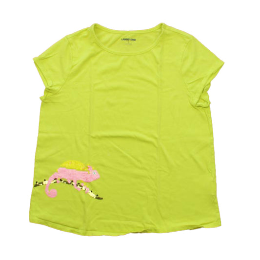 Lands' End Girls Green | Pink Iguana T-Shirt Size: 14 Years