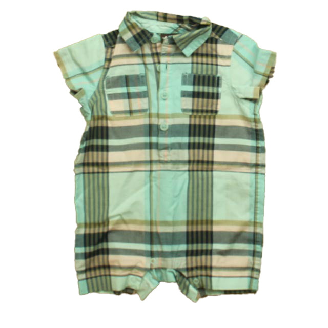 Tea Boys Green | Pink Plaid Romper Size: 3-6 Months Green | Pink Plaid